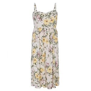 Torrid Ivory Floral Challis Midi Skater Sleeveless Dress